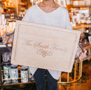 Personalized Maple Cutting Board, Serving Tray with Optional Iron Handles (24" x 15")