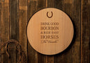 Engraved Oak Display Sign with Metal Band - 18" x 18" Circle
